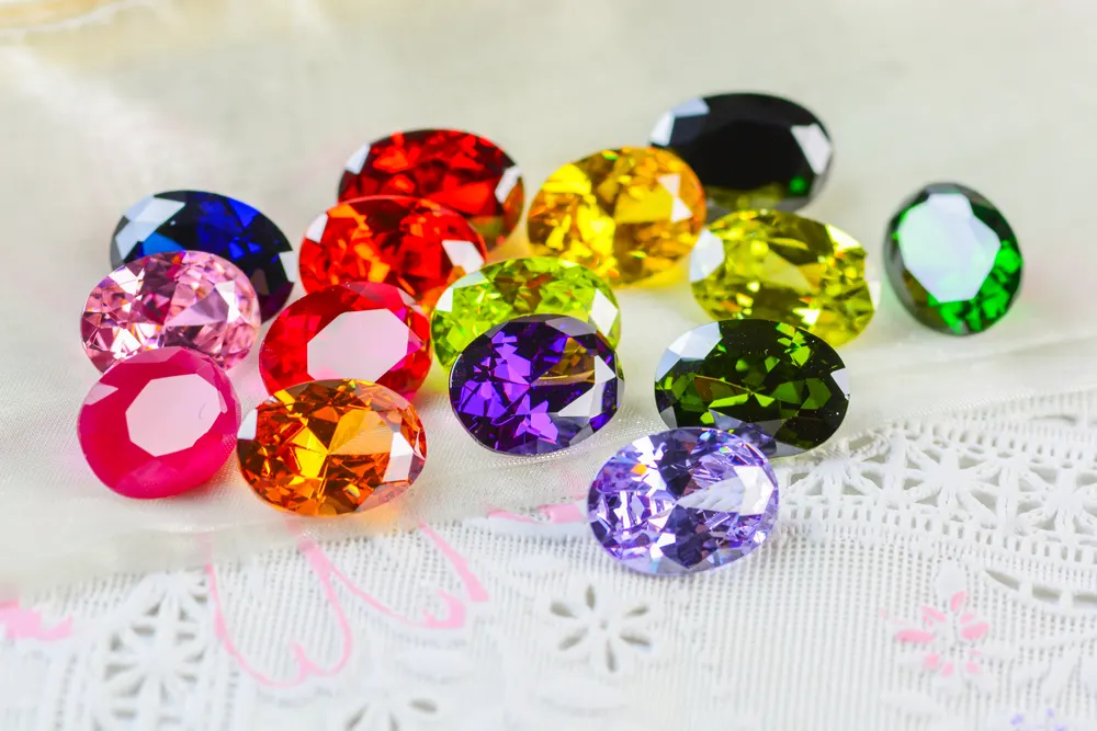 Cubic zirconia gemstones, oval shape, various colors