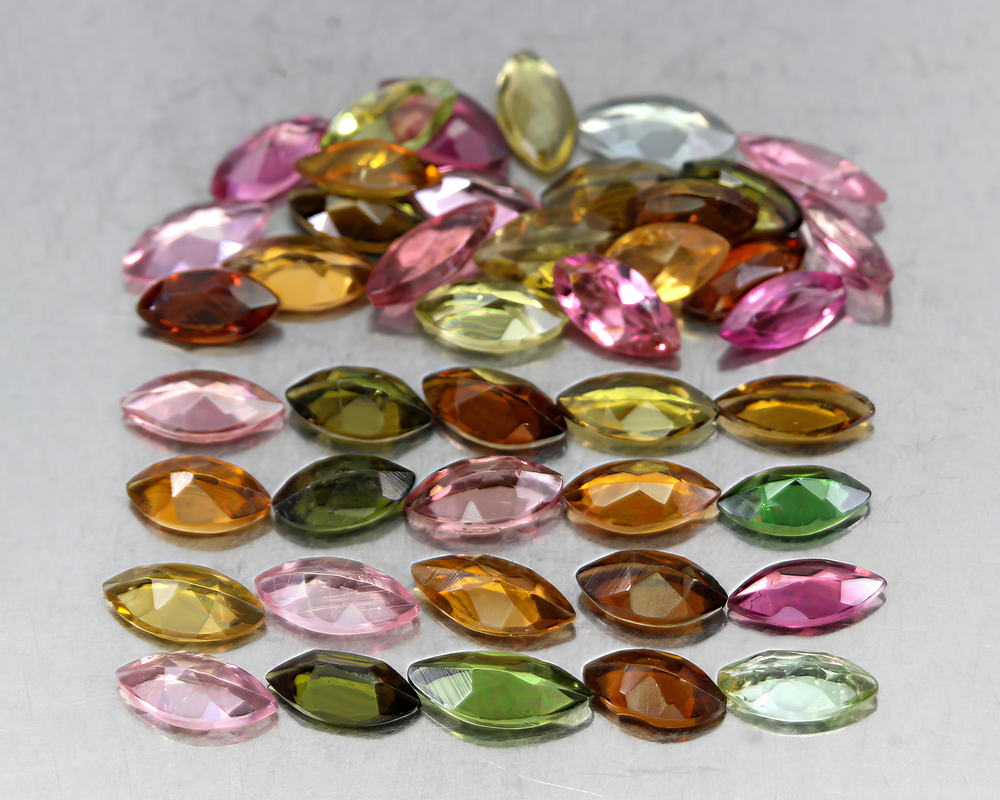 Natural beautiful stones multicolored tourmaline
