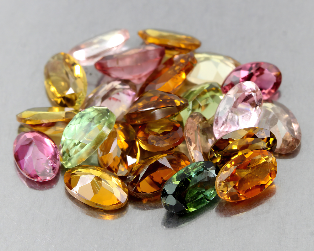 Natural beautiful stones multicolored tourmaline