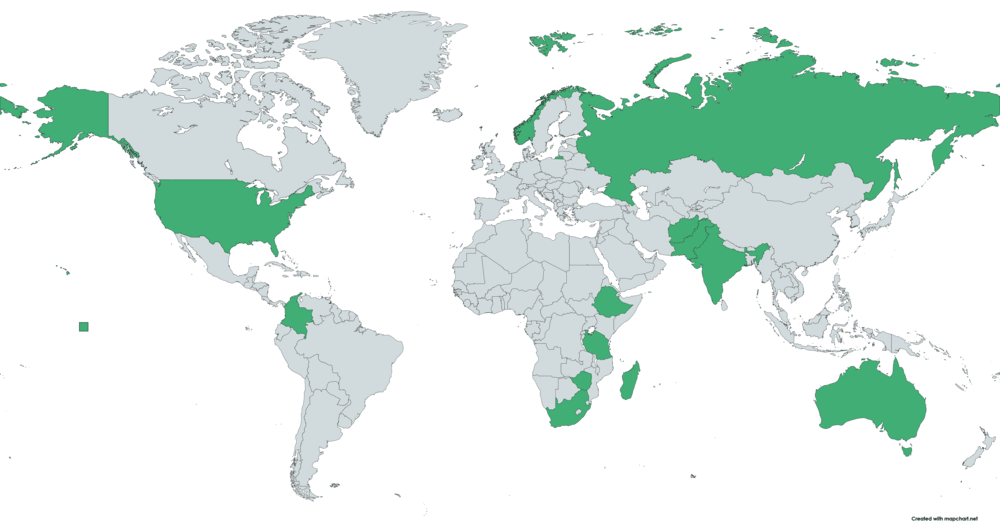 Emerald Location on Worldmap
