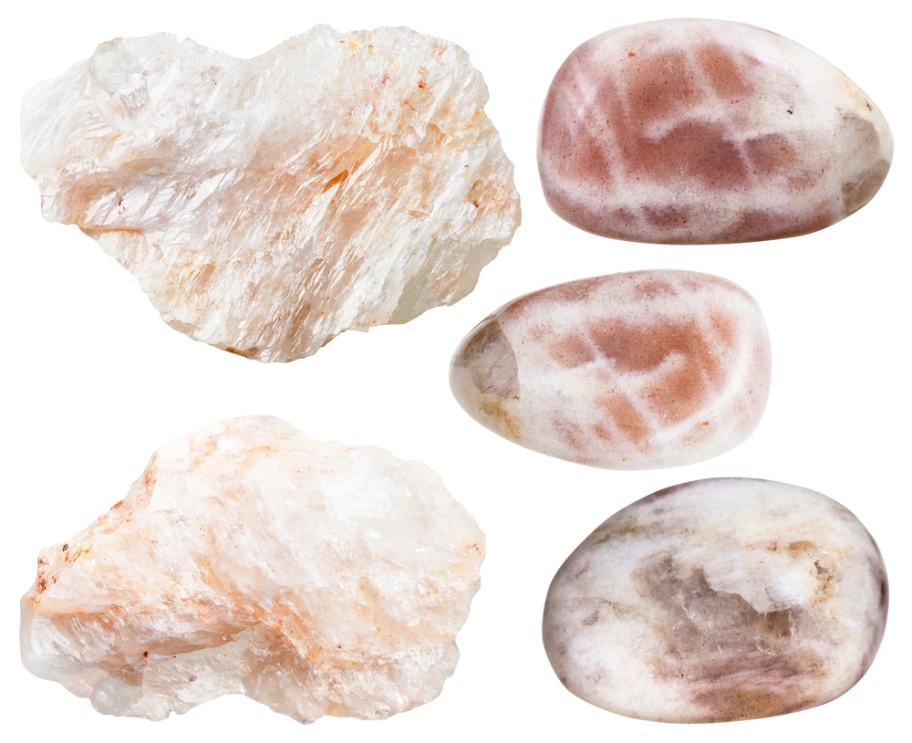 Set of Albite rocks and gemstones