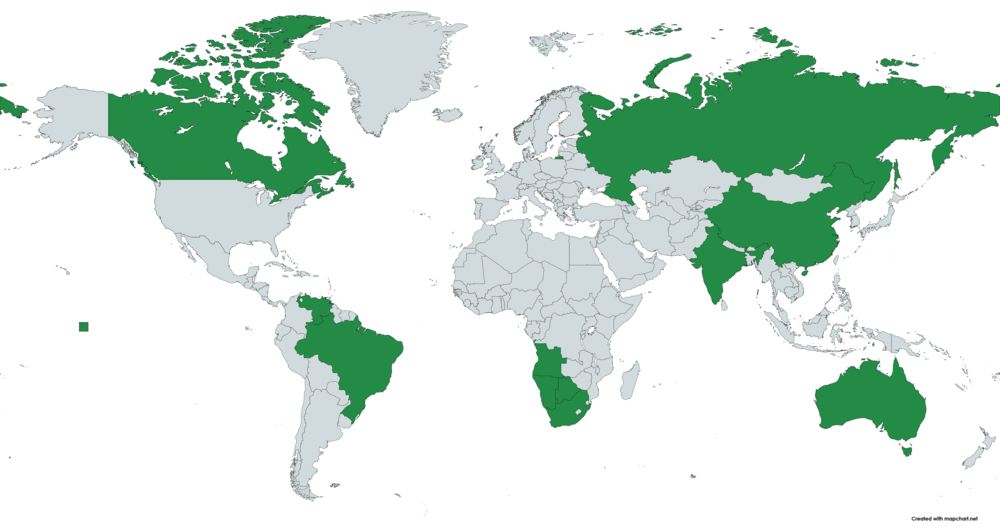 World Map Where Diamonds are Found