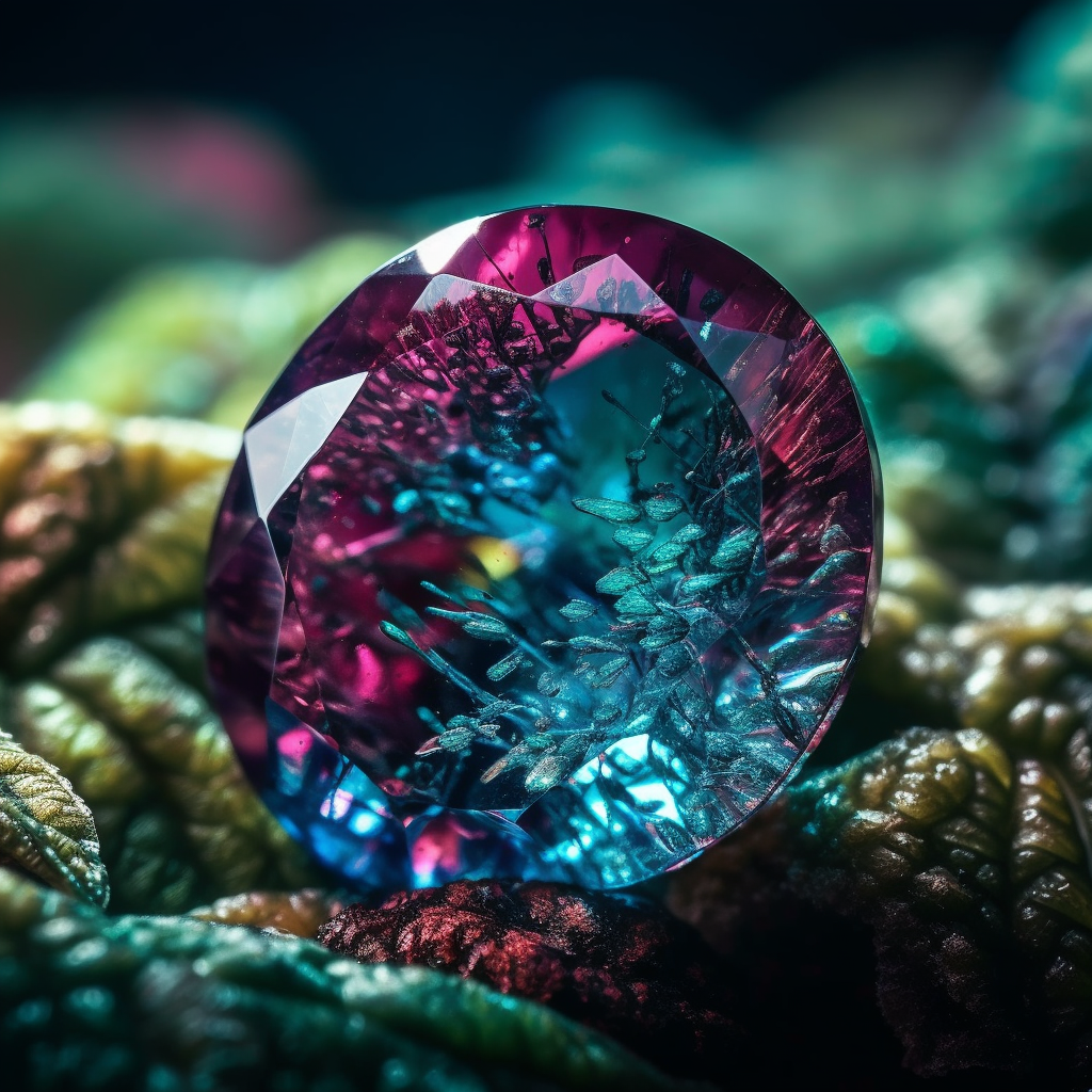 A stunning close up photograph of an Alexandrite gemstone