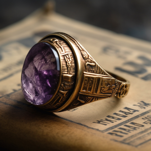 An elegant composition of an antique amethyst signet ring
