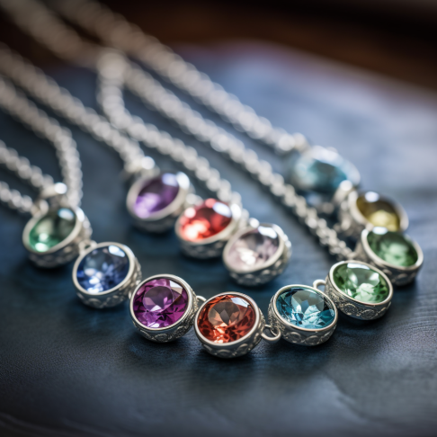 Birthstone Jewelry a necklace with multiple birthstones representing family members