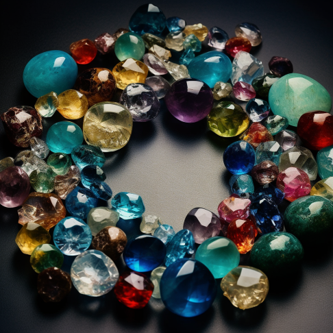 Collection of Birthstones various gemstones arranged in a circle