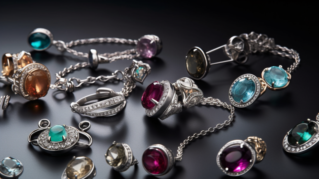 Jewelry with birthstones a selection of necklaces rings and bracelets featuring different birthstones