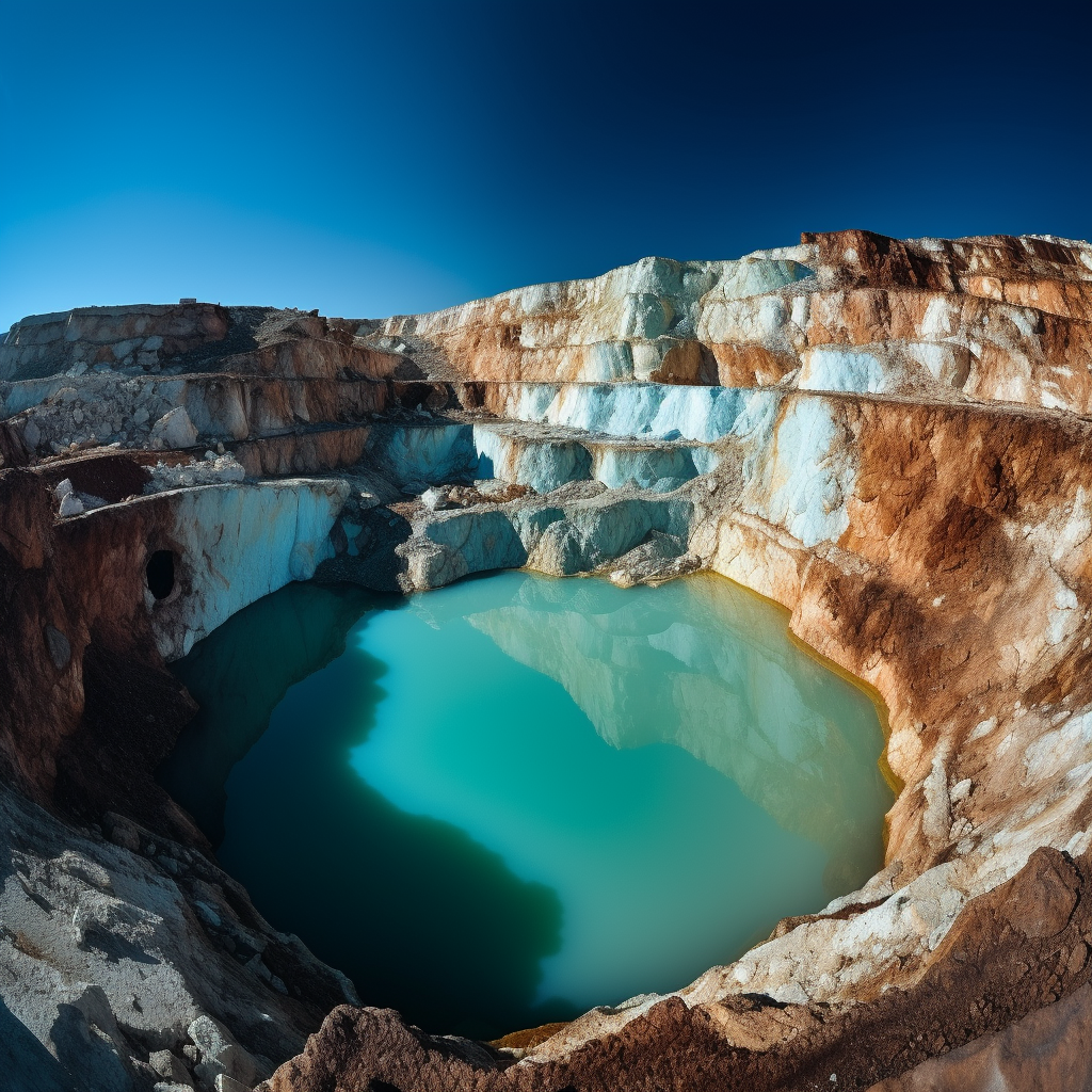 A landscape photograph capturing the vast expanse of an Aquamarine mine in Brazil