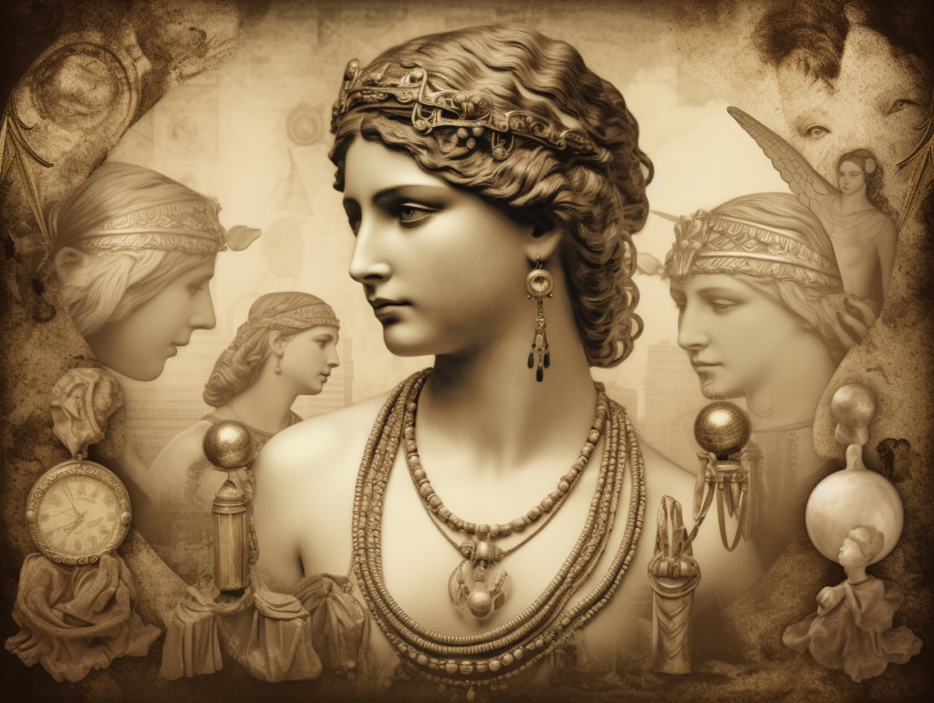 An antiquated image of ancient Greeks and Romans with individuals adorned in Opal jewelry 1
