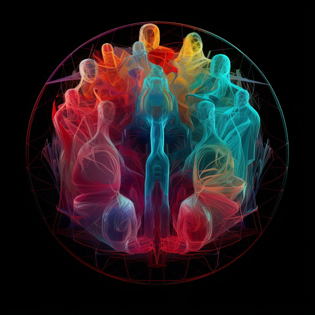 An engaging digital art piece that visualizes the metaphysical qualities of birthstone colors
