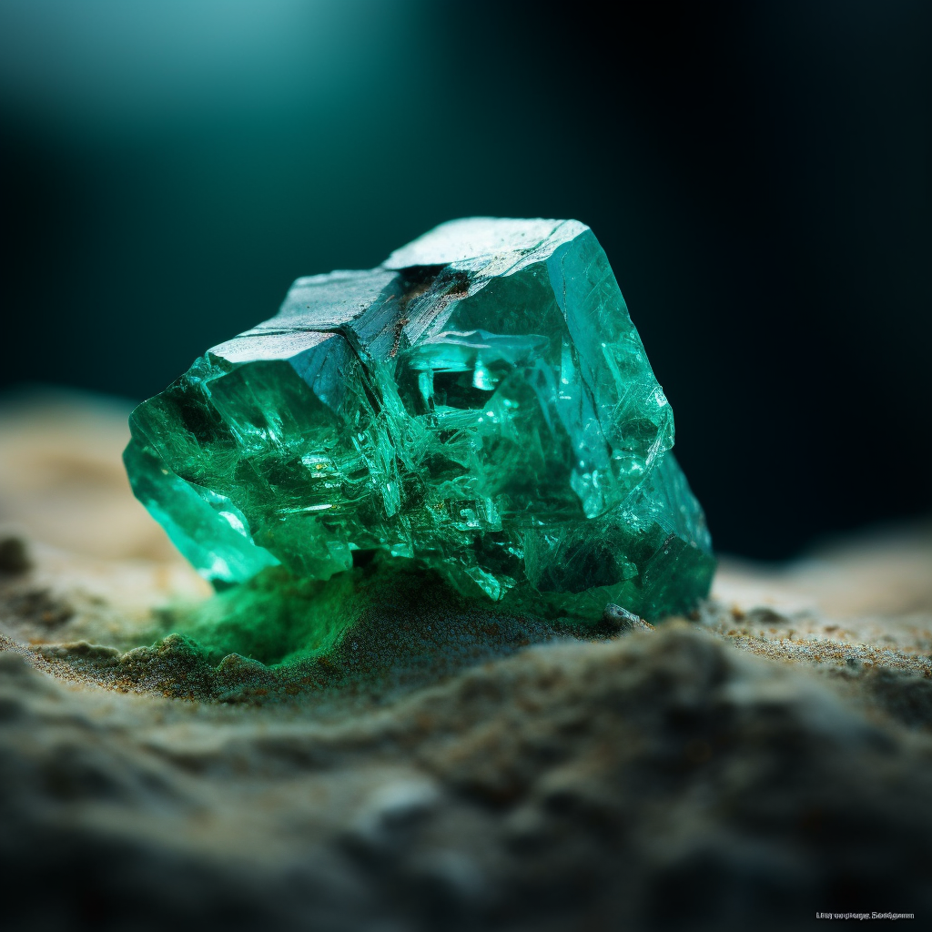 Close up photograph of a radiant emerald in its raw form