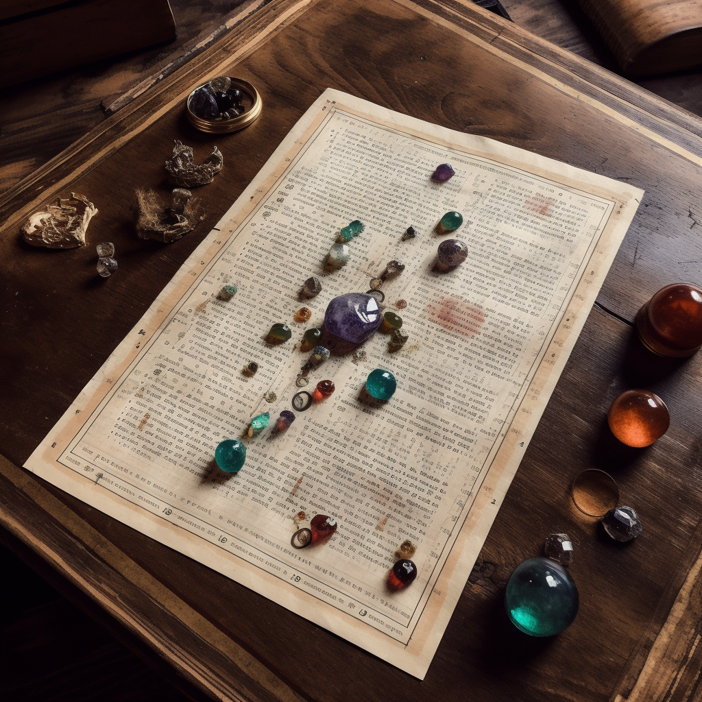 Historical document featuring a drawn birthstone chart emphasizing on the Birthstones for April