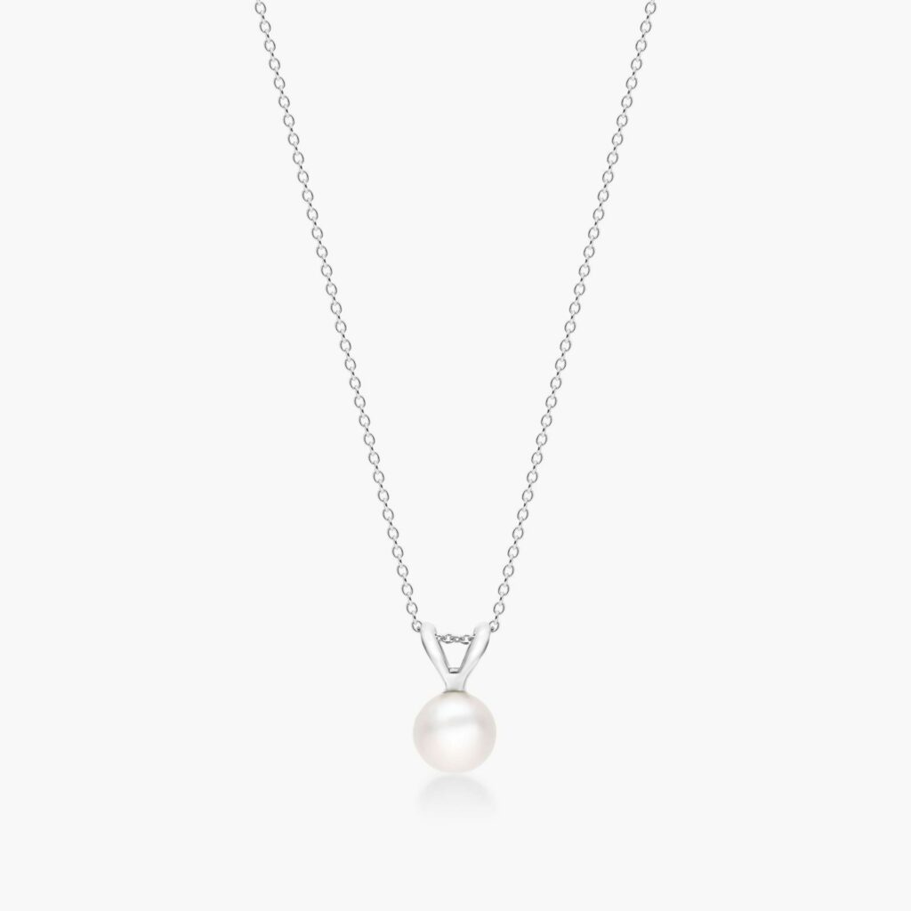 14K White Gold Cultured Freshwater Pearl Birthstone Necklace