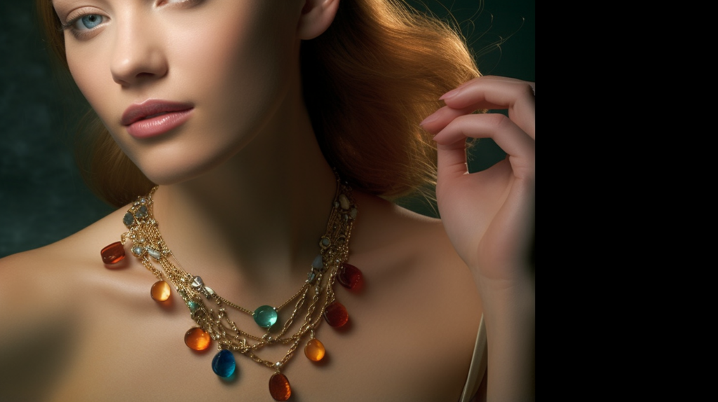 A model wearing jewelry featuring Leo gemstones