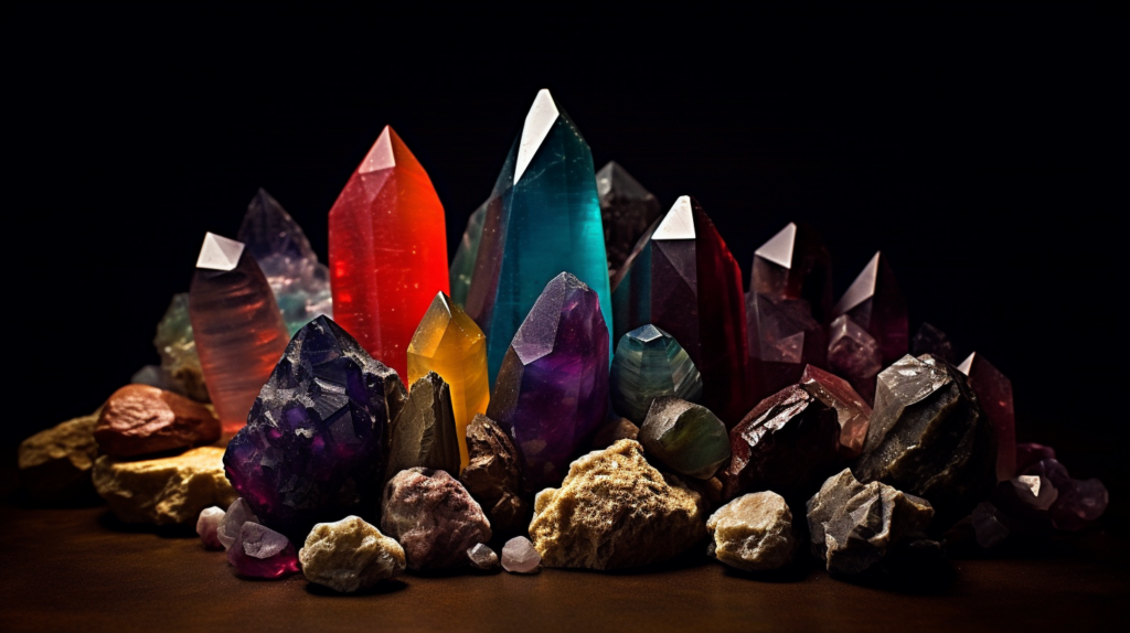 A Collection of Grounding crystals in their raw form