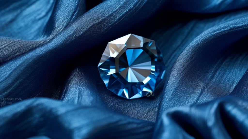 A macro shot of a stunning, translucent blue garnet