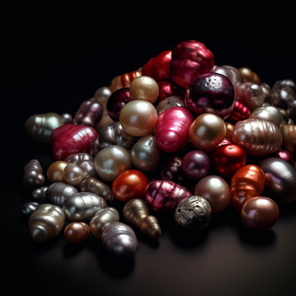 Red Sea pearls of various sizes each radiating the unique silver champagne hues