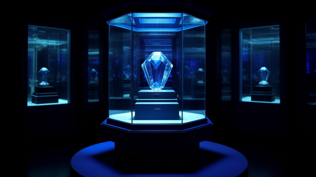 The Logan Sapphire displayed at the Smithsonian Institution