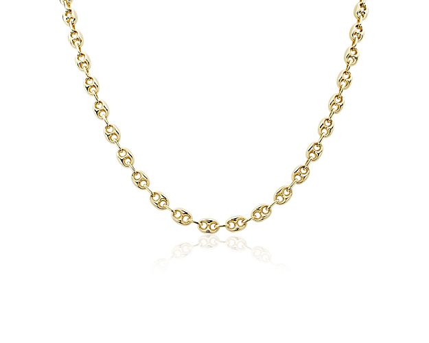 18 Puffy Anchor Necklace in 14k Yellow Gold
