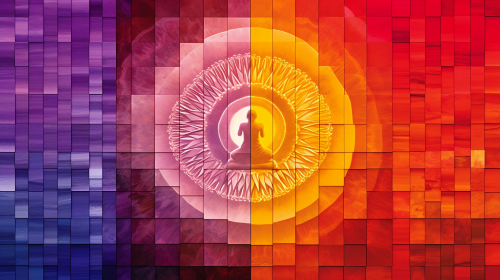 A collage of various chakra colors