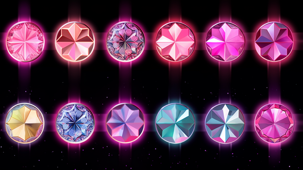 A comparison chart of diamonds the Pink Star being the largest and most vibrant
