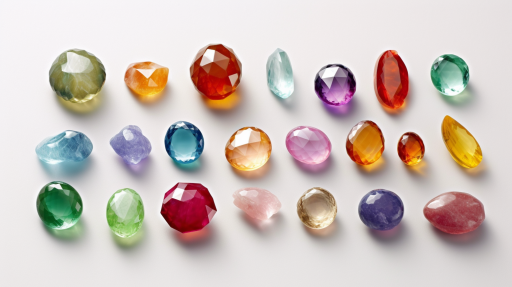 An assorted collection of gemstones in various colors