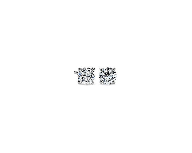 Diamond Stud Earrings In 14k White Gold