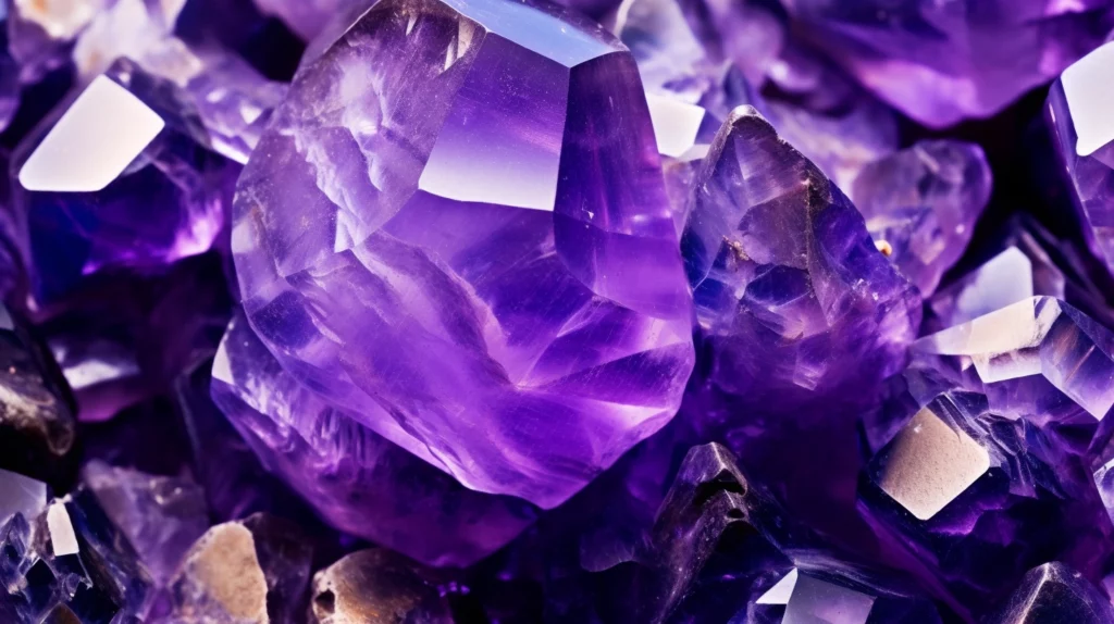 A breathtaking close up of a raw amethyst crystal