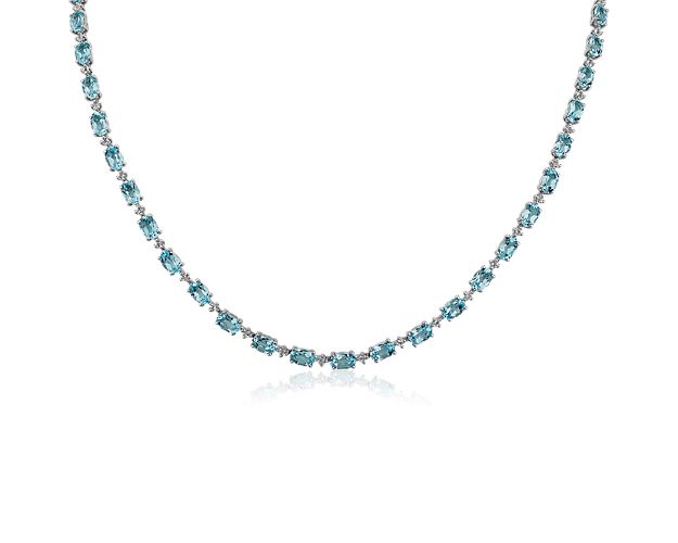 Blue And White Topaz Eternity Necklace In Sterling Silver