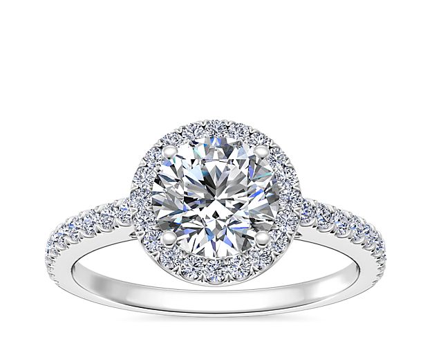 Classic Halo Diamond Engagement Ring In Platinum