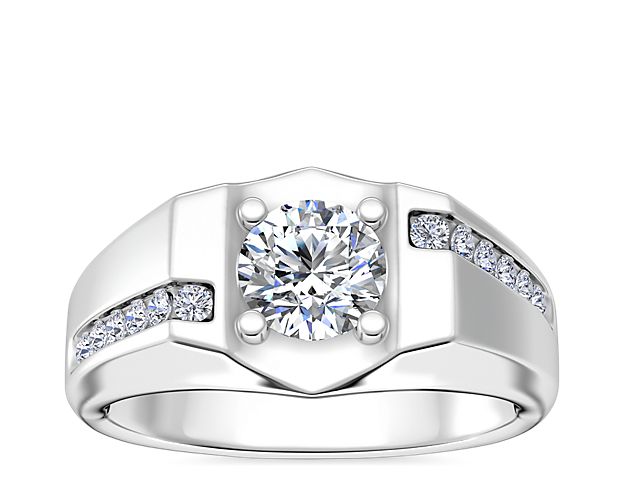 Mens Bypass Channel Diamond Engagement Ring In Platinum