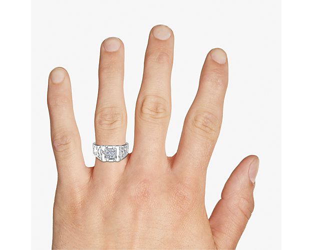Mens Nugget Engagement Ring In 14k White Gold 1